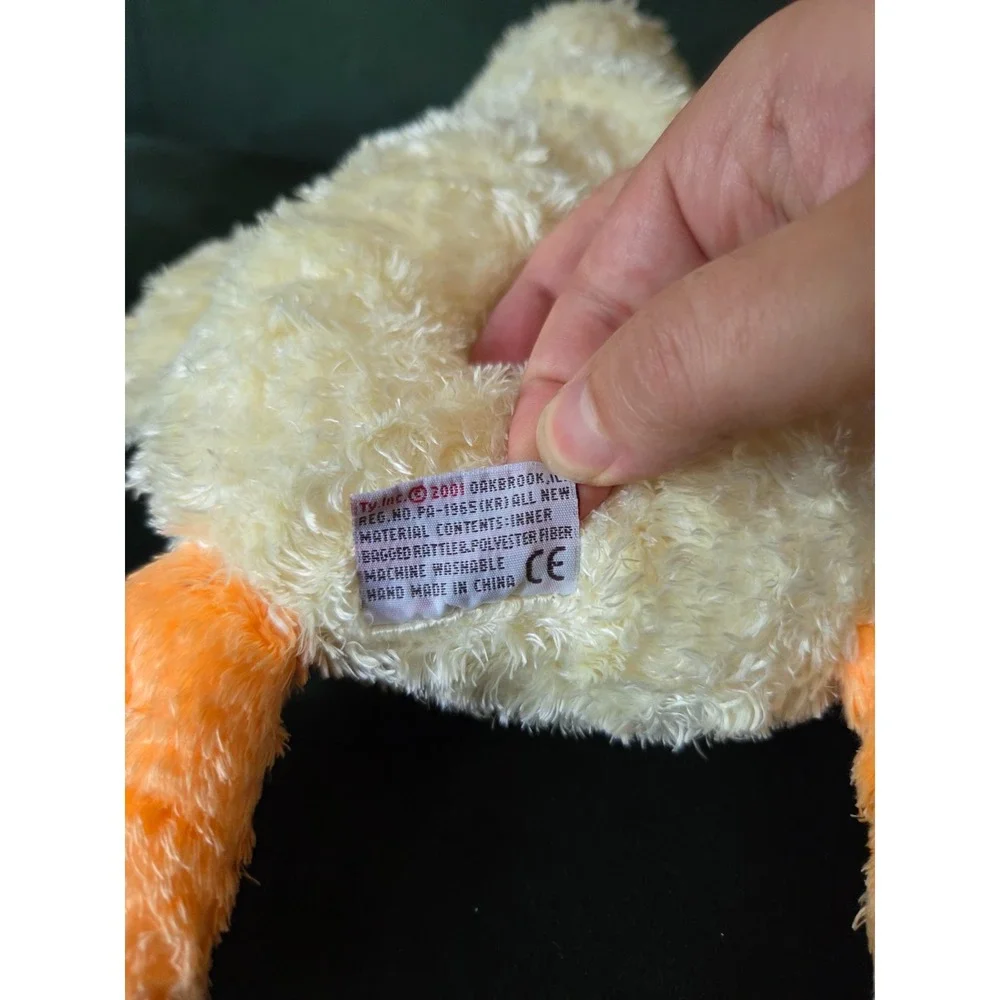Ty Baby 2001 Huggyducky Plush Stuffed Toy Rattle Embroidered Eyes 12''